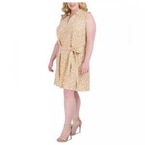 NEW Signature By Robbie Bee Womens Tan Sleeveless Knee Length Dress Plus 1X